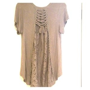 Womens Gray Hi-Low Blouse